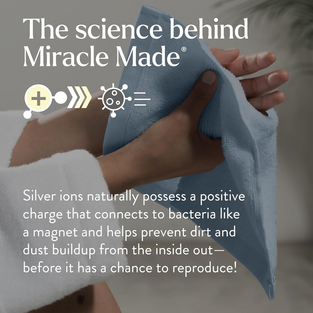 Miracle Made® Wash Cloth - Sky Bkue 13 X 13 Inches - Premium 100% Long Staple Silver Ion Cotton Bath Towel Cloth - Ultra Soft Plush Fade Resistant Highly Absorbent Quick Drying Bath Sheet