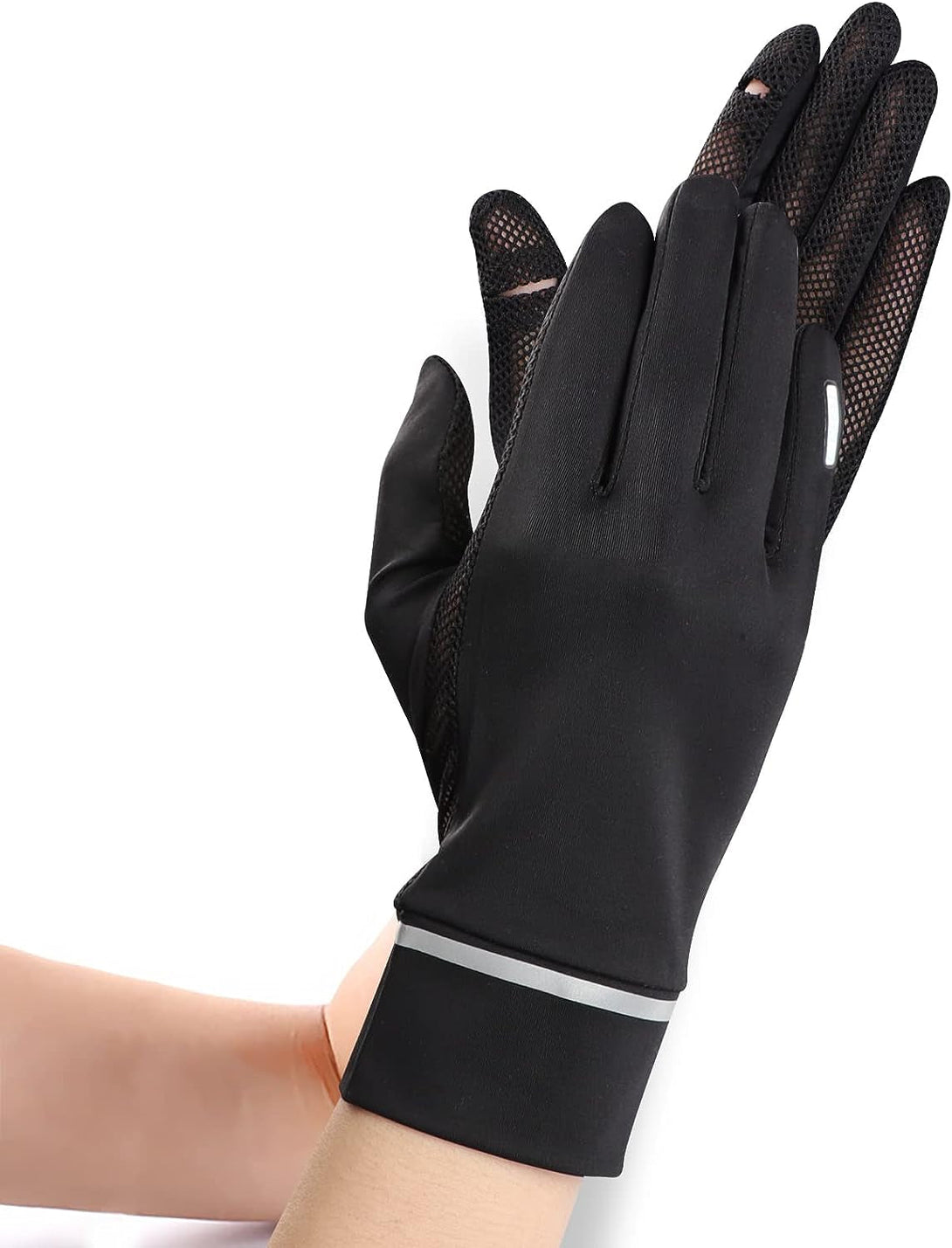IPENNY Women Summer UPF 50+ UV Sun Protection Gloves 2 Fingers Flip Mesh Cooling Breathable Touchscreen anti Slip Mittens