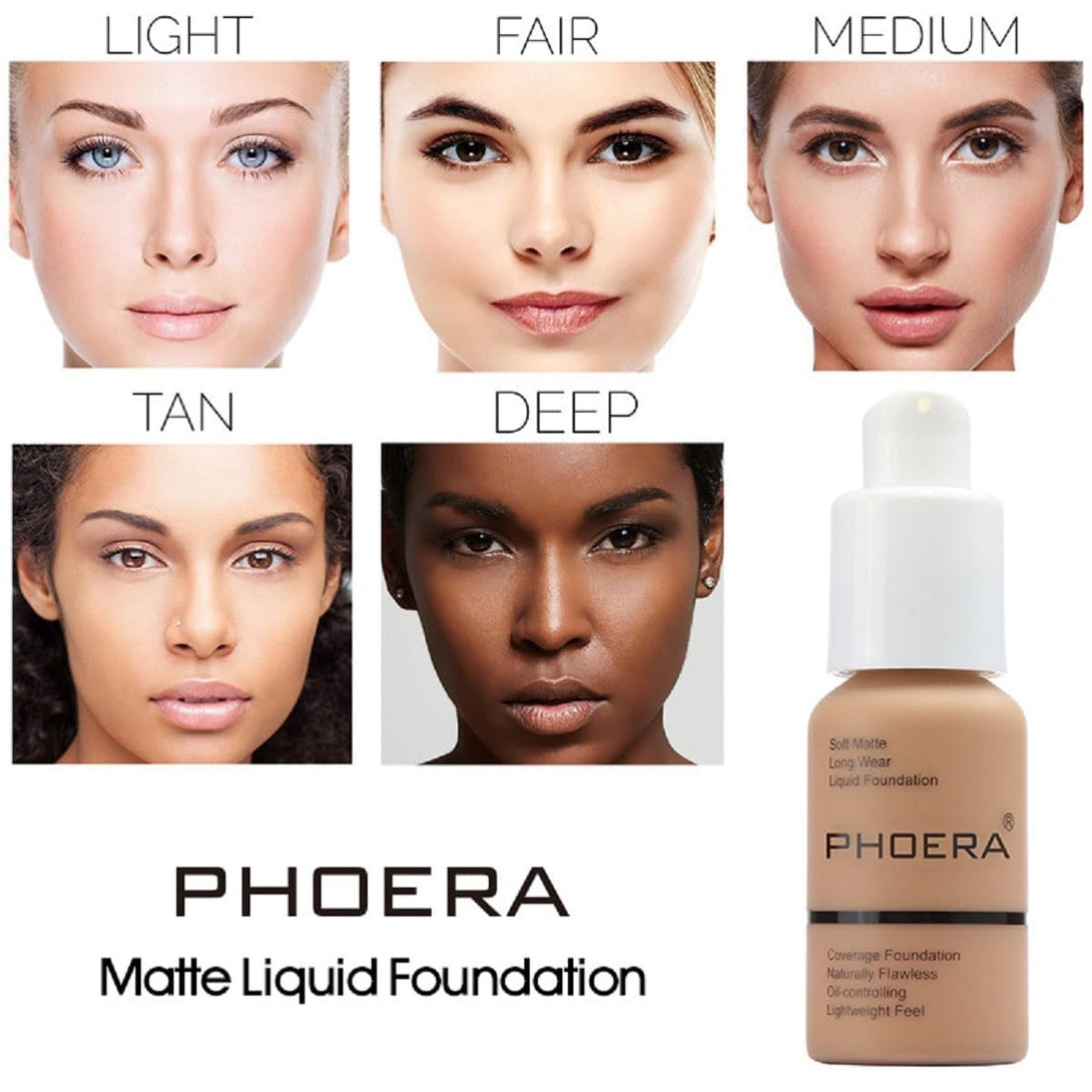 2 Pack PHOERA Foundation 103 Warm Peach Makeup,Full Coverage Foundation for Women and Girls