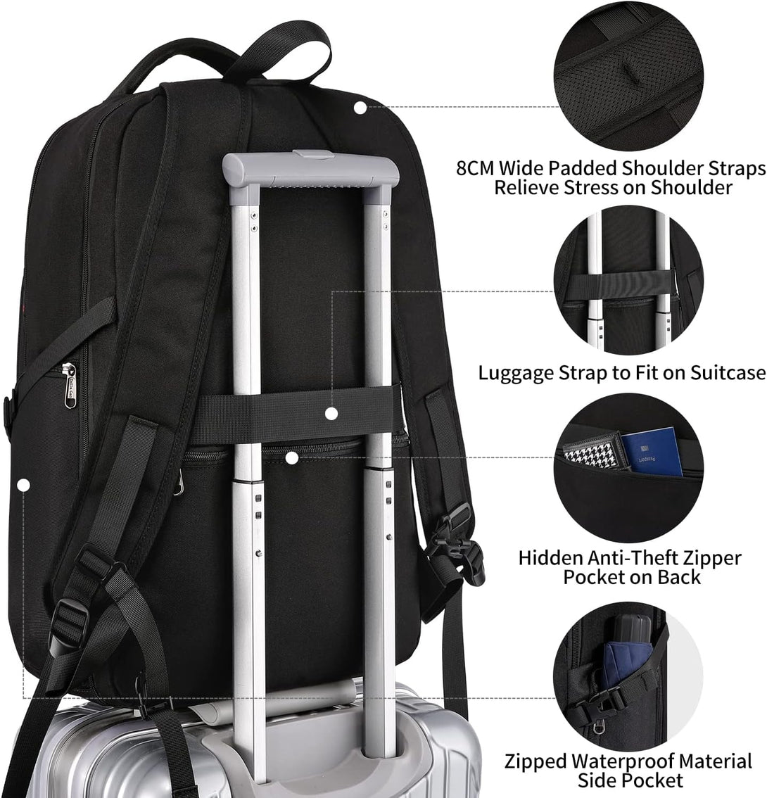 Della Gao Travel Laptop Backpack, anti Theft Backpack for Men and Women with USB Charging Port Business Computer Backpack Bag (Black 2811-17 Inch)