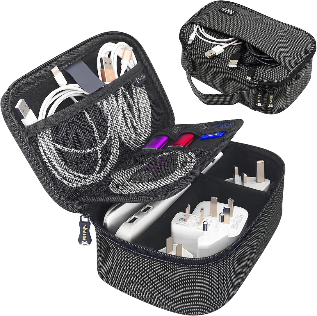 Sisma Travel Electronics Organizer Tech Accessories Case Small Carrying Bag for Charging Cables Phone Chargers USB Plugs Power Cords Earbuds Adapter - Special Edition