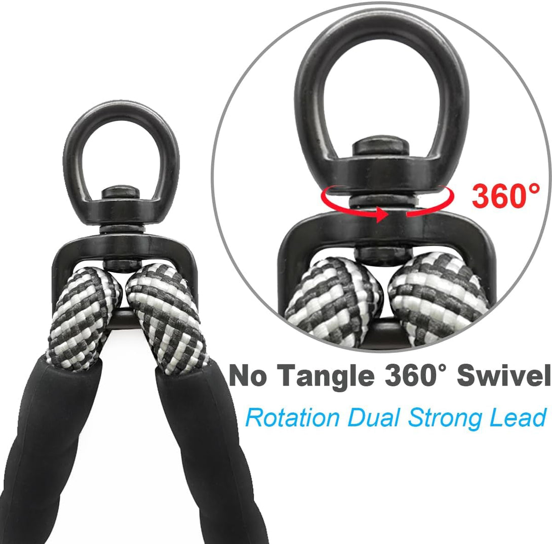 5 FT Double Dog Leash Coupler, Extension Rope for Two Dogs Walking, No Tangle Dual Strong Dog Lead Splitter, for Large Strong Medium Dogs (3/8" X 1.5M -Black)