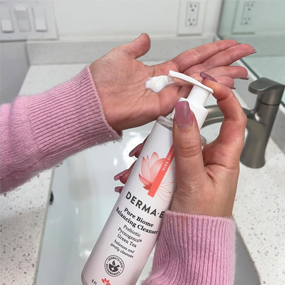Derma E Pure Biome Balancing Cleanser- for Sensitive Skin Fragrance-Free, 6Oz