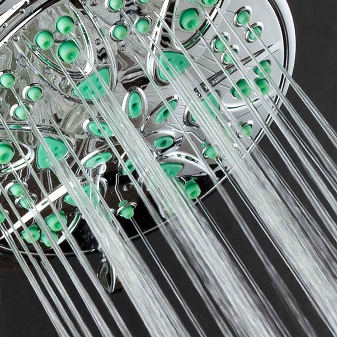 Aquadance Antimicrobial – Anti-Clog High-Pressure 6-Setting Shower Head with Microban Nozzle Protection from Growth of Mold, Mildew & Bacteria for Stronger Shower! 4" Coral Green