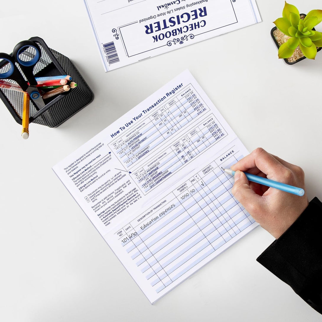 20 Pack Checkbook Register, Check Registers for Personal, Blank Ledger Transaction Registers for Personal or Business Bank, Check Register Book for Checking and Saving Account, Deposit and Credit Card