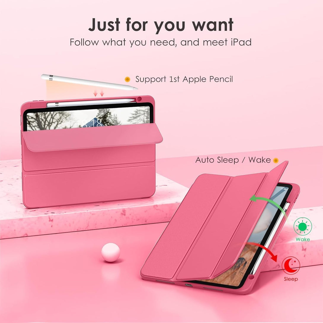 VIKESI Case for Ipad (A16) 11-Inch 2025 and Ipad 10Th Generation 10.9 Inch 2022, Clear Back and TPU Shockproof Frame Cover [Built-In Pencil Holder, Support Auto Sleep/Wake] - Watermelon