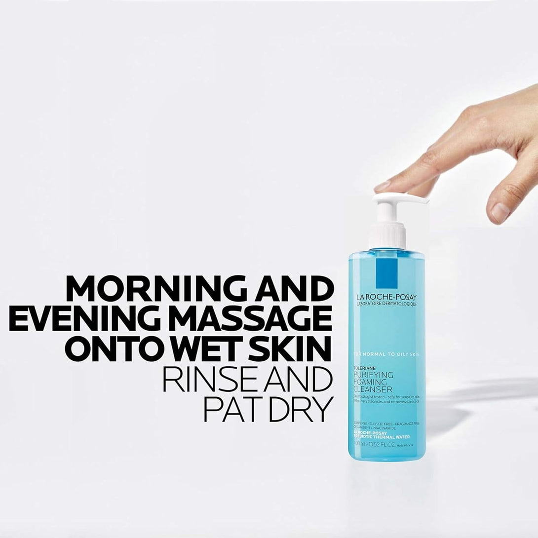 La Roche-Posay Toleriane Purifying Foaming Facial Cleanser, Niacinamide + Ceramides + Prebiotic Thermal Water, Oil Free Face Wash for Oily Skin, Pore Cleanser Safe for Sensitive Skin, Soap Free