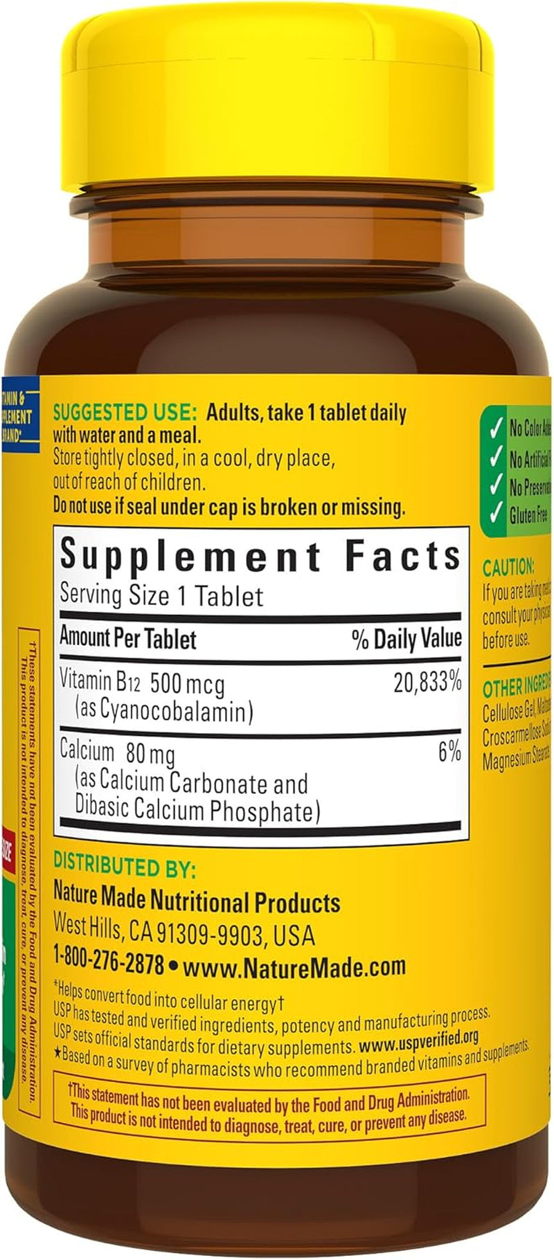 Nature Made Vitamin B12 500 Mcg, Dietary Supplement for Energy Metabolism Support, 200 Tablets, 200 Day Supply