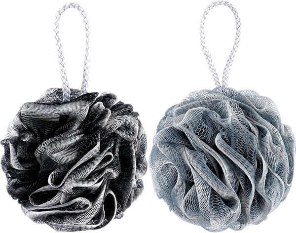 2Pcs Bath Loofah Sponge Shower Loofahs Bath Sponges 60G for Body Washing Exfoliate Cleanse Soothe Skin (Black Green)