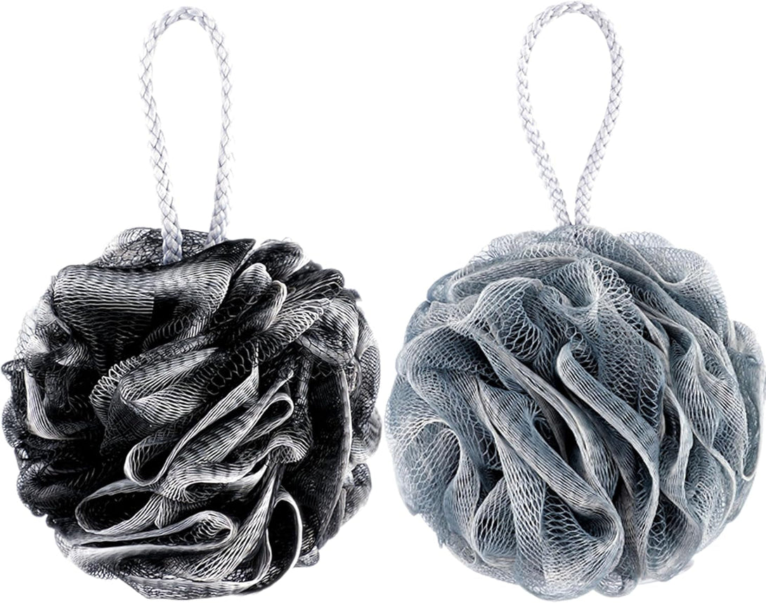 2Pcs Bath Loofah Sponge Shower Loofahs Bath Sponges 60G for Body Washing Exfoliate Cleanse Soothe Skin (Black Green)