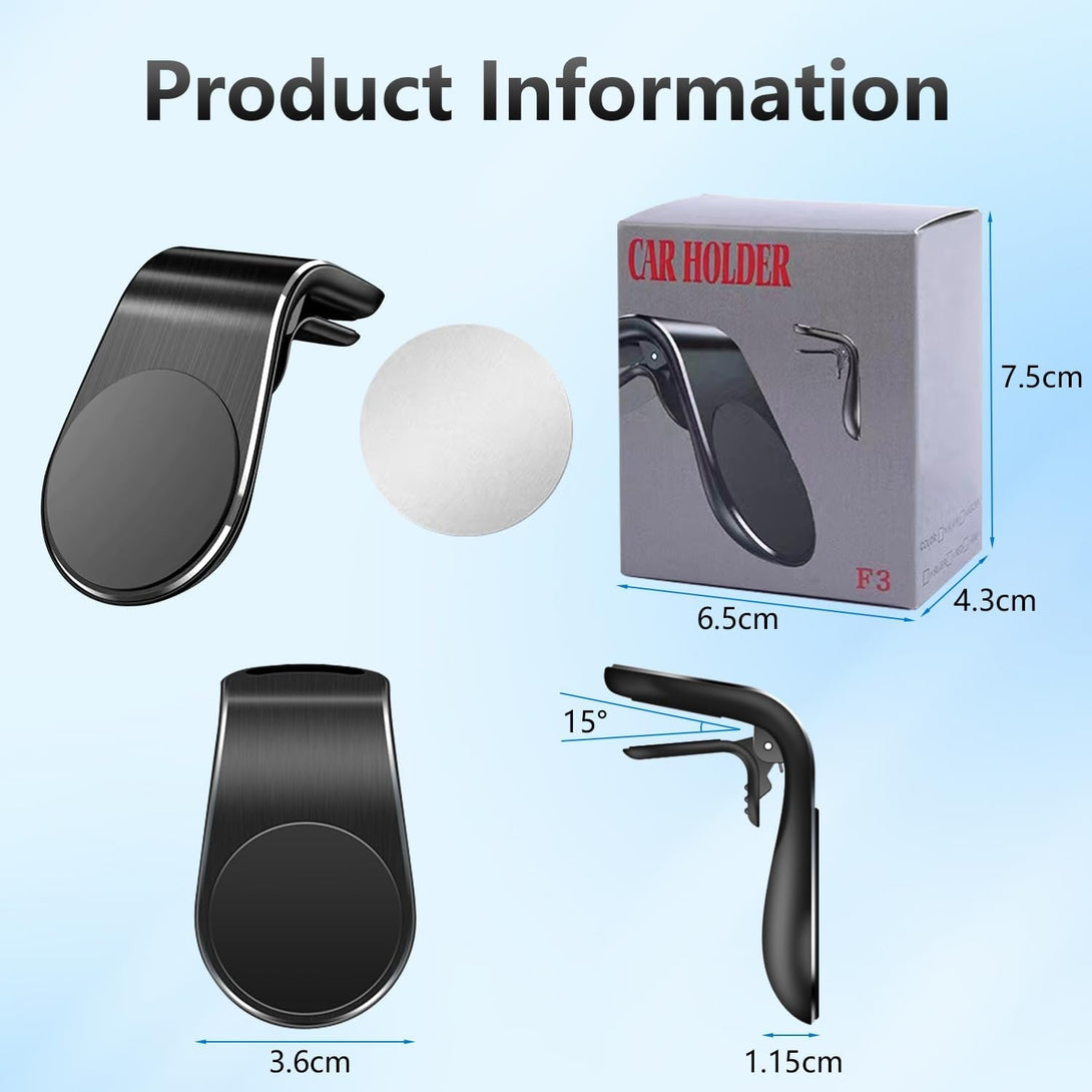 2PCS Mobile Phone Navigation Magnetic Bracket, L Type 360° Rotatable Car Phone Mount, Magnetic Navigation Bracket for Any Smartphone (Silver)