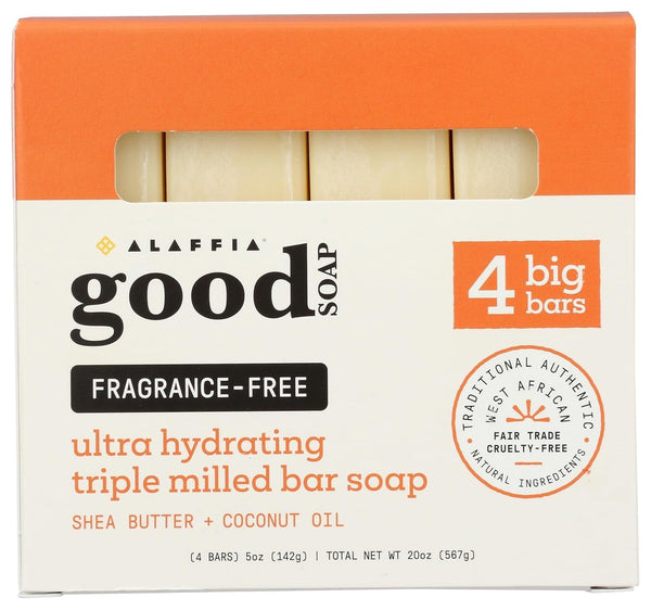 Alaffia Fragrance Free Good Soap Value Pack 4 Count, 20 OZ