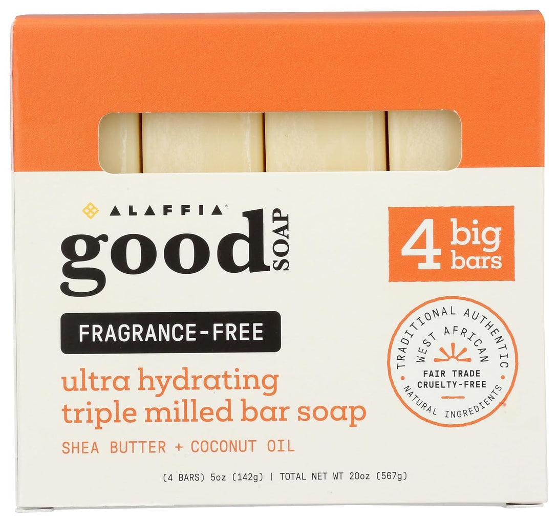 Alaffia Fragrance Free Good Soap Value Pack 4 Count, 20 OZ