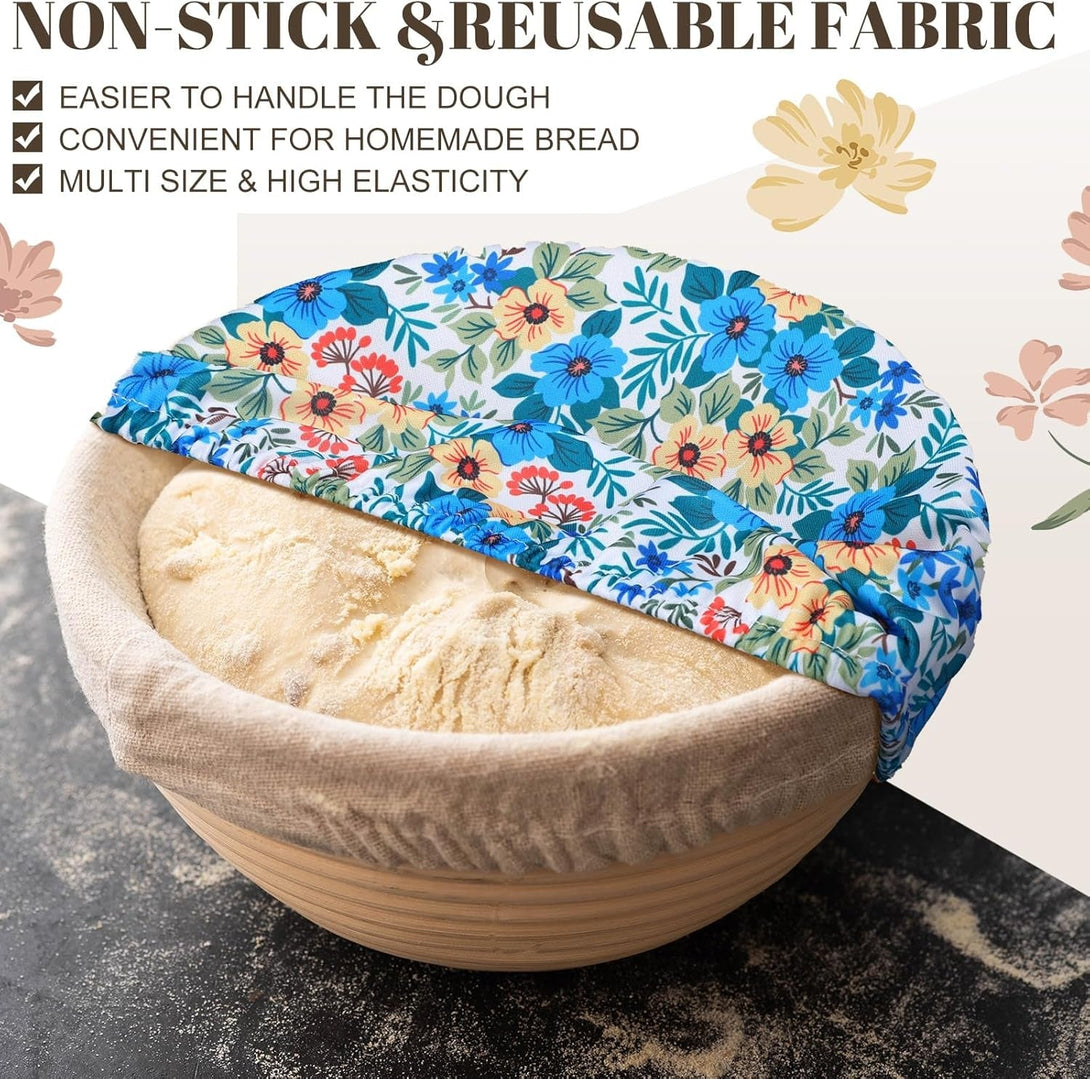 10 Pack Cloth Bowl Covers for Bread Rising Reusable Fabric Bowl Covers 5 Size Stretch Elastic Food Storage Container Covers Cotton Bread Bowl Covers Reusable Lids for Food, Fruits, Leftover(Flower)