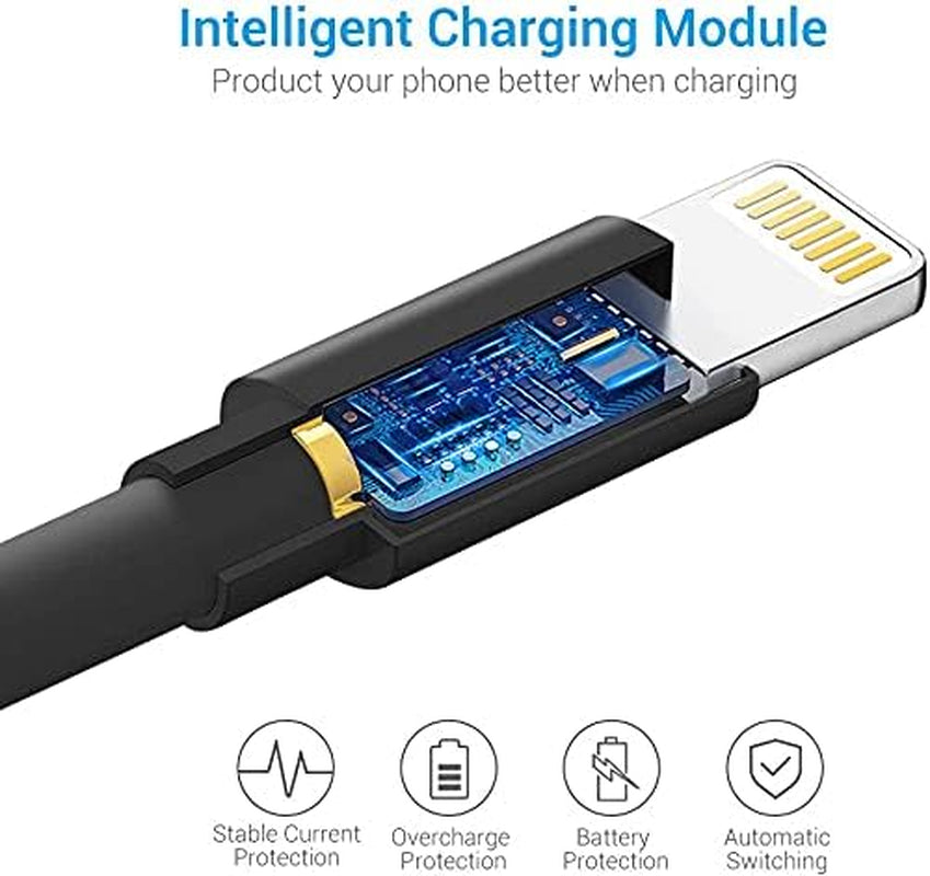 Lightning Cable Mfi Certified - Iphone Charger 3Pack 3FT Lightning to USB a Charging Cable Cord Compatible with Iphone 14 13 12 SE 2020 11 Xs Max XR X 8 7 6S 6 plus 5S Ipad Pro Ipod Airpods - Black