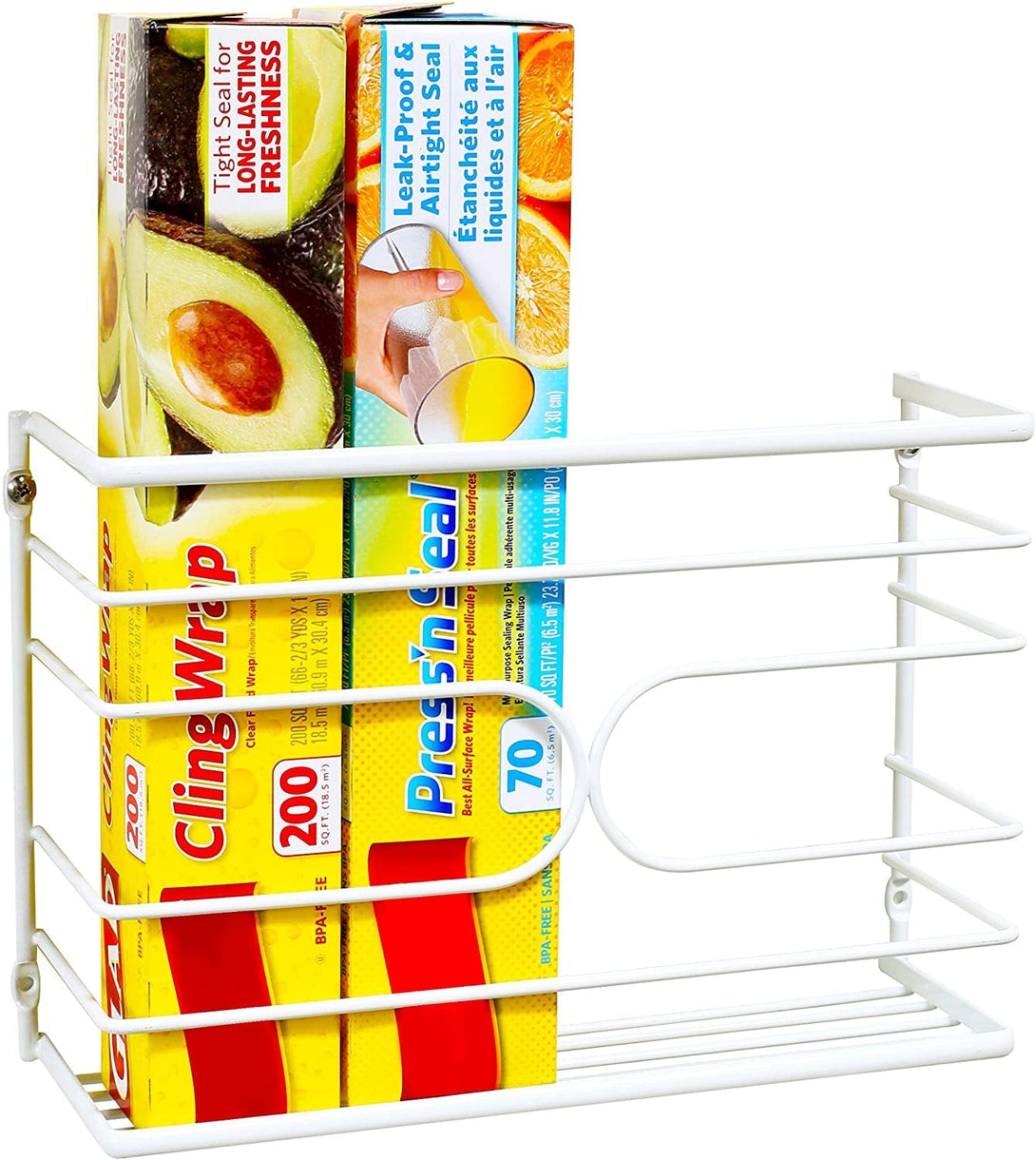 Decobrothers Wall Mount Kitchen Wrap Organizer Rack, White