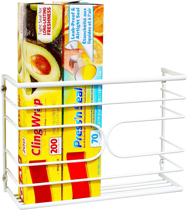 Decobrothers Wall Mount Kitchen Wrap Organizer Rack, White