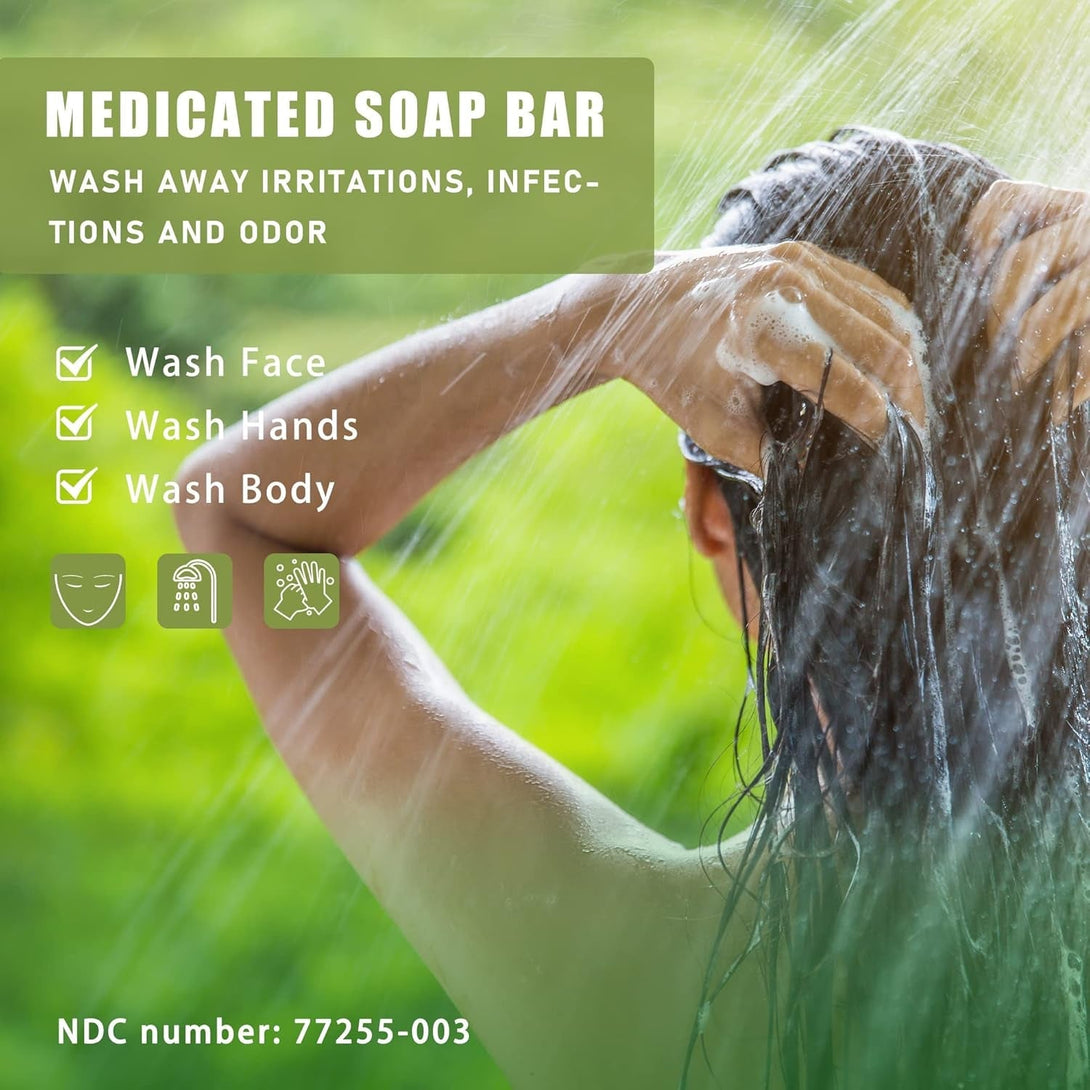 Antifungal Medicated Soap Bar, Athletes Foot Jock Itch Ringworm Yeast Infection Treatment for Men, Tea Tree Oil Body Soap Bar with Natural Tea Tree Oil, Eucalyptus Oil and Lavender Oil, 4 Oz