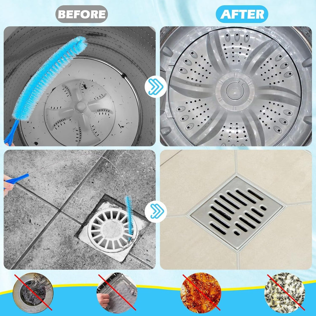 3Pack Dryer Vent Cleaner Kit, Home Improvement Essential Cleaning Tools, up to 30 Inch Long Brush Cleaning Set，Pet Hair Remover for Laundry，Drain Snake