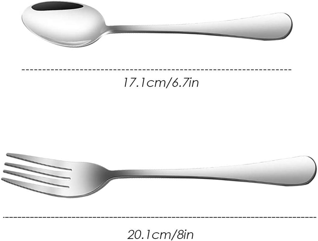 Set of 12, Stainless Steel Dinner Forks and Spoons, Findtop Heavy-Duty Forks (8 Inch) and Spoons (7 Inch) Cutlery Set