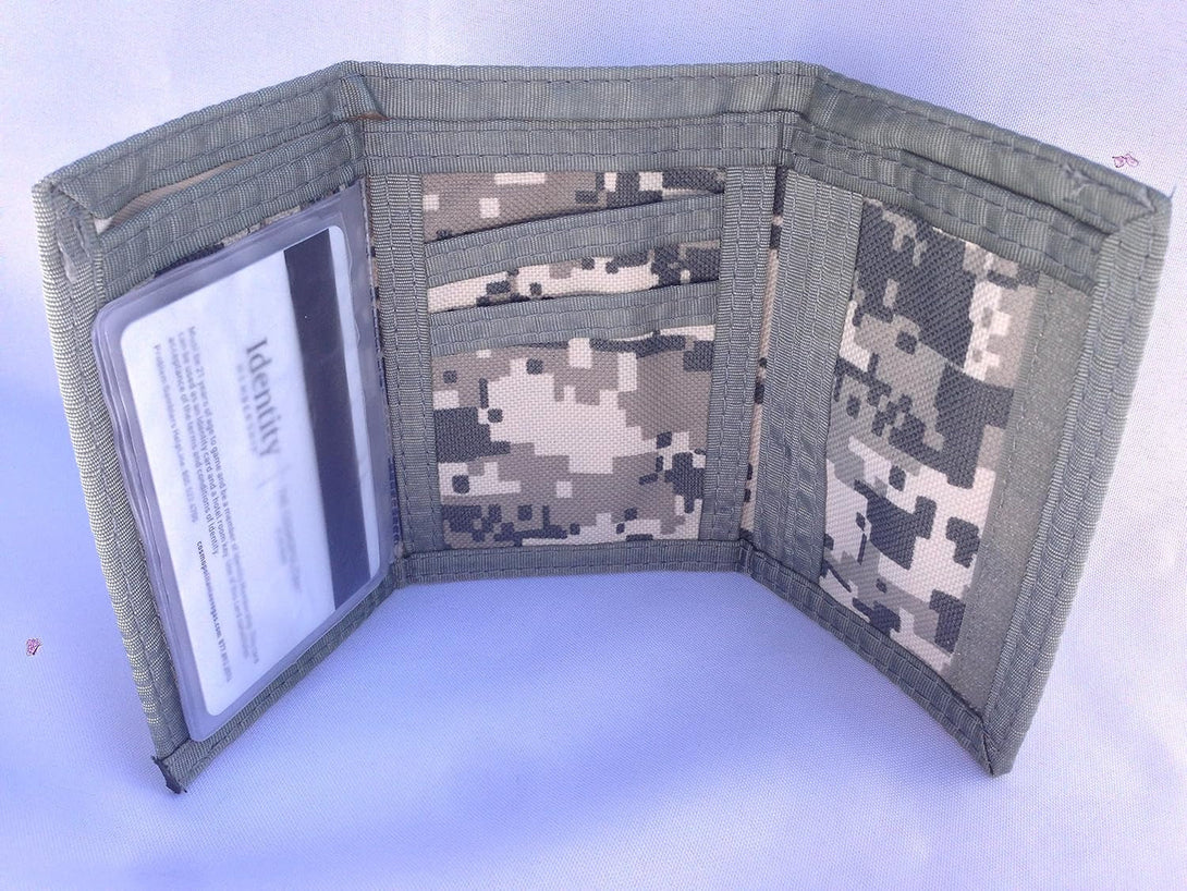Tri-Fold ACU Army/Navy Camouflage Commando Card Wallet with ID Window for Men (Pack of 1)