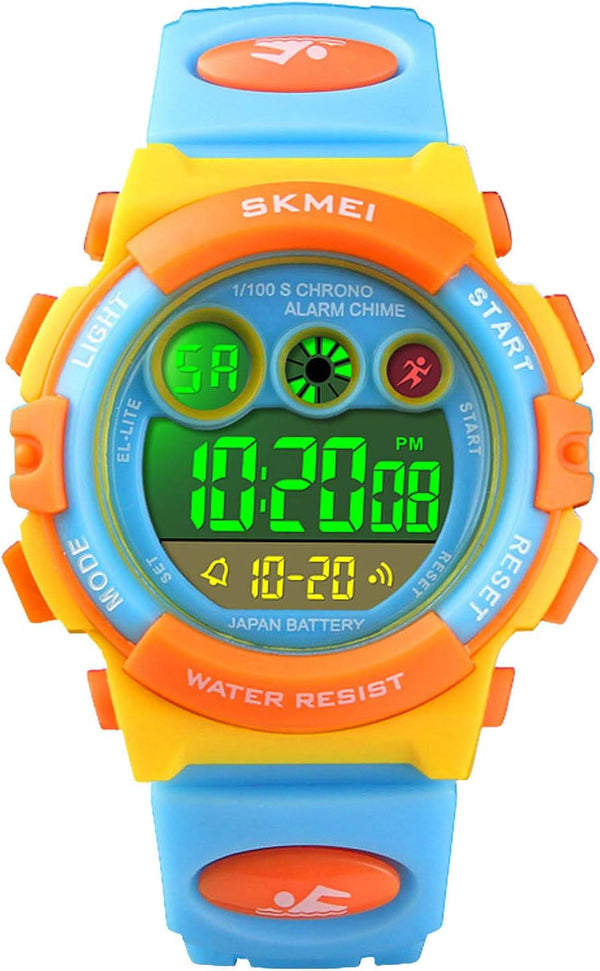 Cofuo Kids Digital Sport Watch for Boys Girls, Kid Waterproof Electronic Multi Function Casual Outdoor Watches, 7 Colorful LED Luminous Alarm Stopwatch Wristwatch