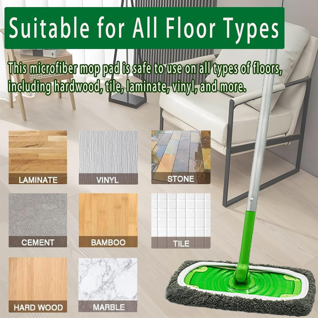 4 Pack Reusable Microfiber Mop Pads for Swiffer Sweeper - Wet & Dry Cleaning Cloths - Mop Head Replacement Washable Refills for Household Floors (4Pack Grey)