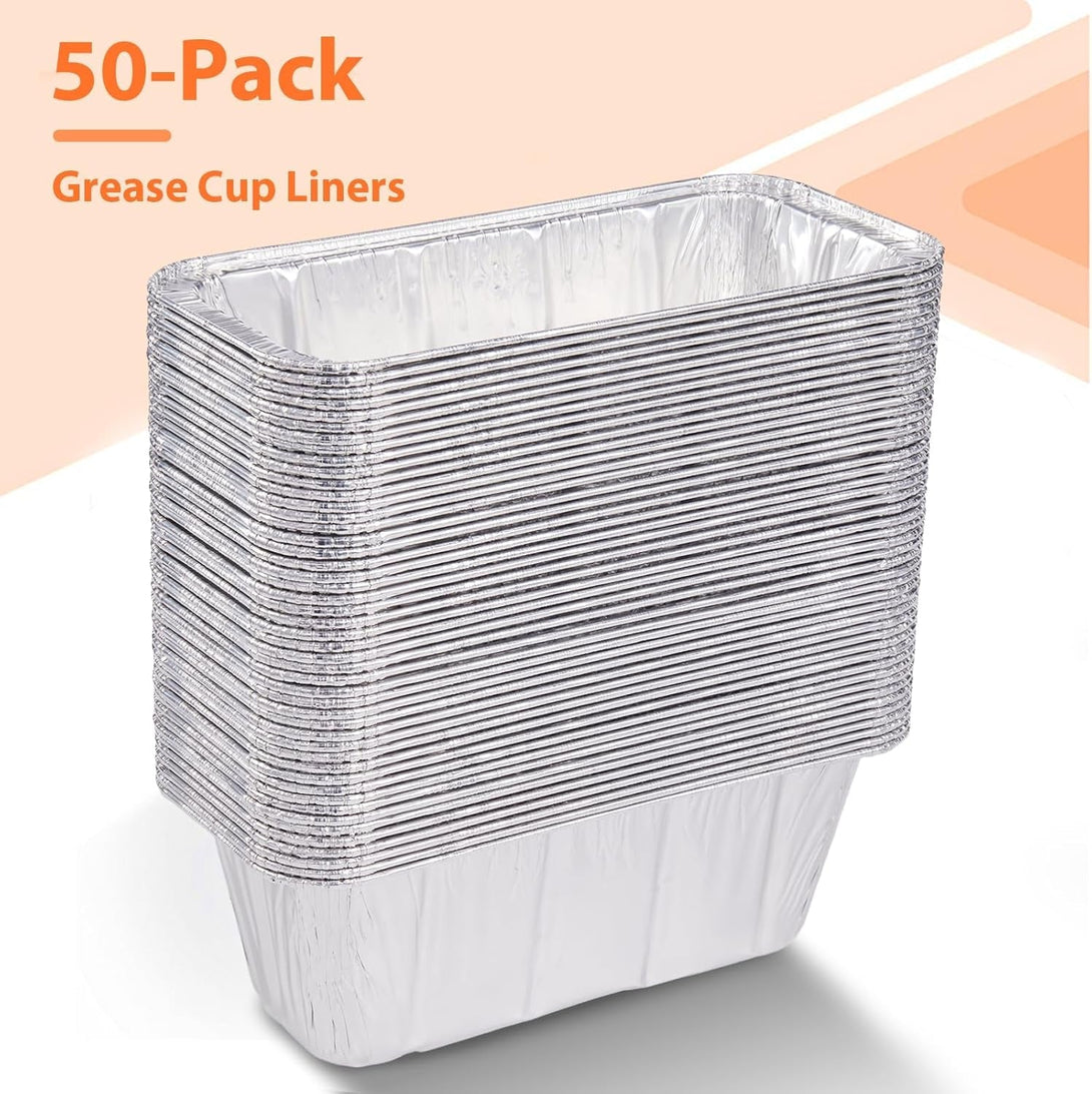 50-Pack Blackstone Griddle Accessories 5017 Grease Cup Liners, Aluminum Foil Drip Pan Grease Catcher Cup Liner for Blackstone 17, 22, 28, 36 Inch Griddle, Disposable Grill Grease Tray