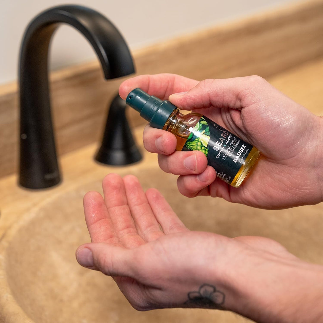 Badger Beard Oil, Babassu & Jojoba, Certified Organic, Premium Beard Conditioner, Beard Oil for Dry Skin, Beard Oil for Long Beards, Facial Hair Oil, 1 Fl Oz Glass Bottle