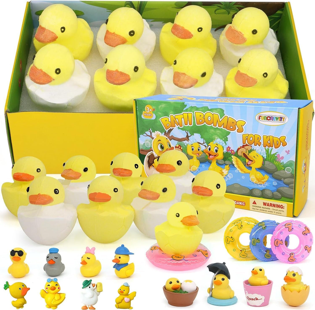 Bath Bombs for Kids with Surprise Inside,8 Pack Kids Bath Bombs Gift Set, Natural and Organic Bubble Bath Fizzy with Bath Toys, Birthday Gifts for Girls Boys