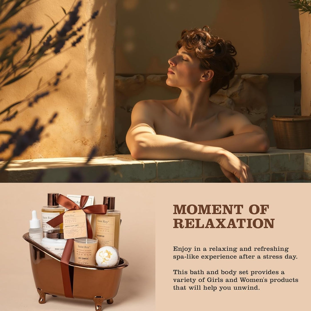9Pcs Birthday Gifts Spa Kit for Men Cedar & Bergamot Scents Bath Gift Set and Shower Gift Bath and Body Gift Basket Set for Mans Gifts Bath Spa Kit Bath Spa Baskets, Home Spa Care Men Gift Set