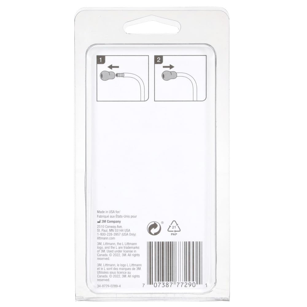 3M™ Littmann® Stethoscope Spare Parts Kit, Snap Tight Soft-Sealing Eartips, Black, Large and Small, 40001