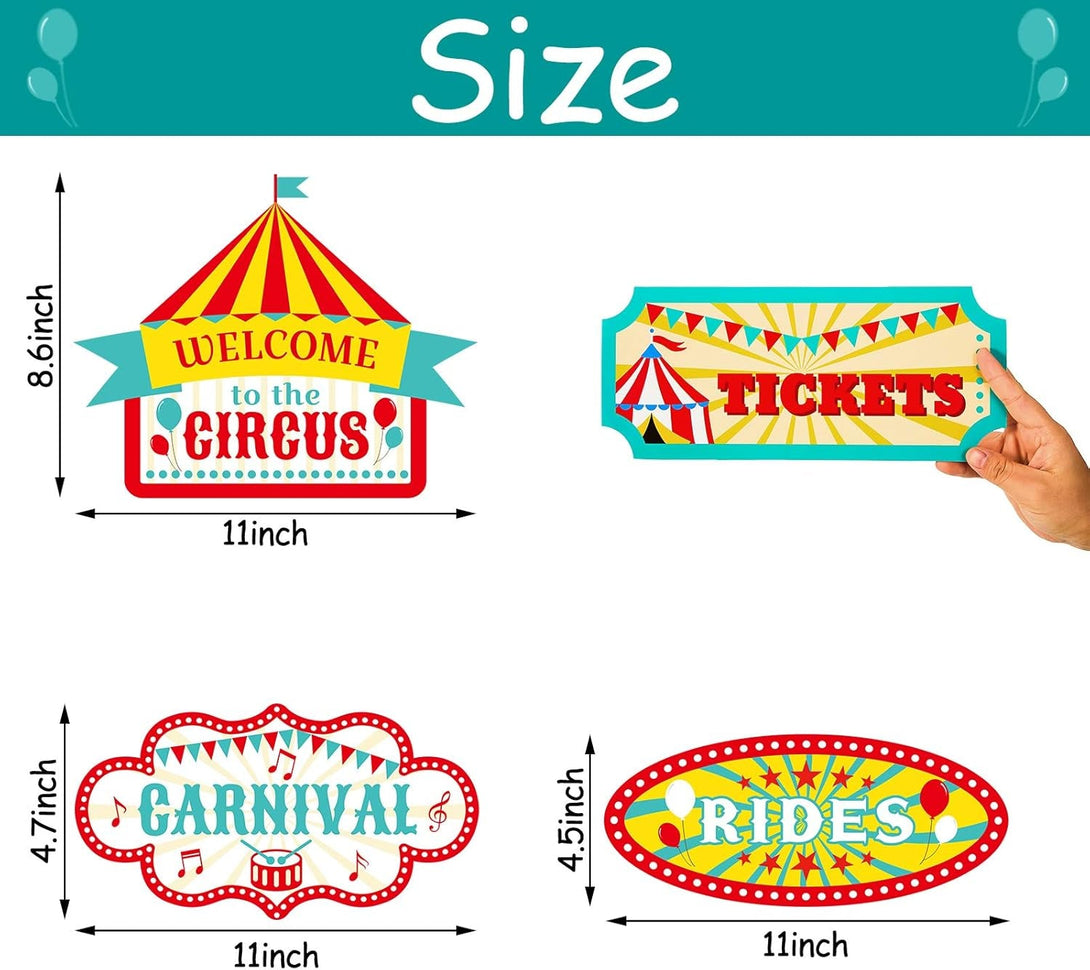 20 Pieces Circus Carnival Party Direction Signs Decor Circus Welcome Signs for Birthday Showman Themes Party Decoration Accessories