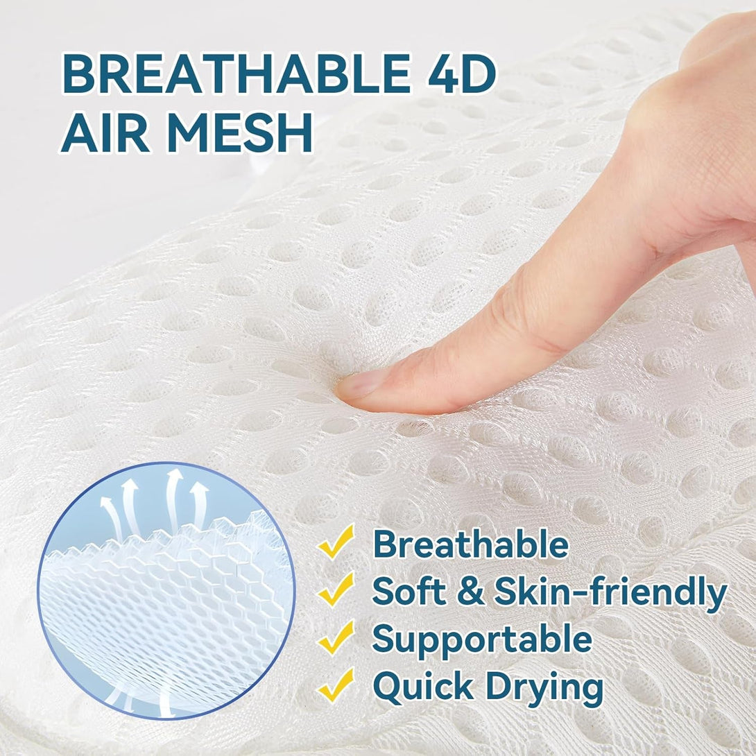 Bath Pillow Bathtub Pillow, Ergonomic Luxury Bath Pillows for Tub, Bath Tub Pillows for Head and Neck, with Soft 4D Mesh Fabric and Non-Slip Suction Cups, Relaxing Bath Accessories, Fits All Bathtub