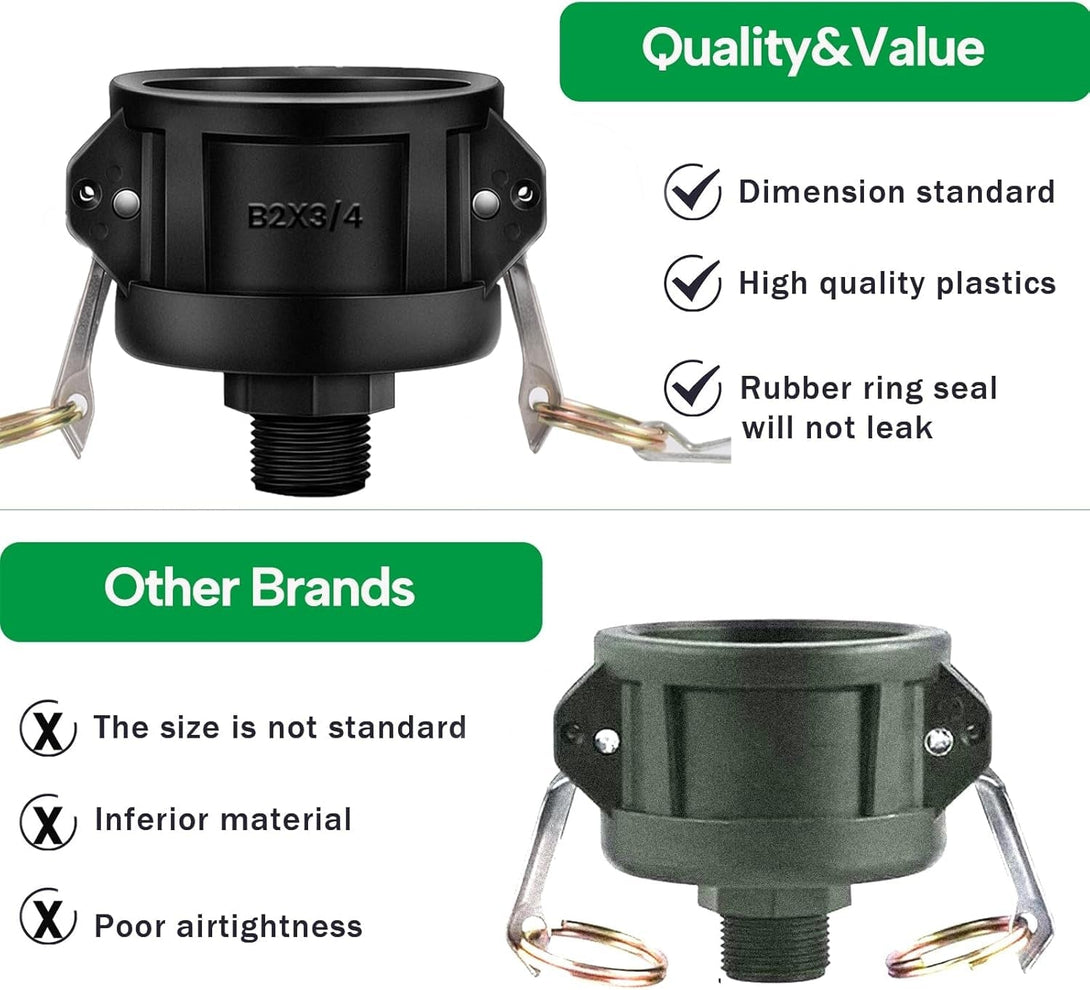 275 330 Gallon IBC Tote Adapter, Tank Drain Adapter for Garden Hose，Ibc Tote Fittings，2 Inch Camlock Fittings to 3/4 Inch Male，1 Pack