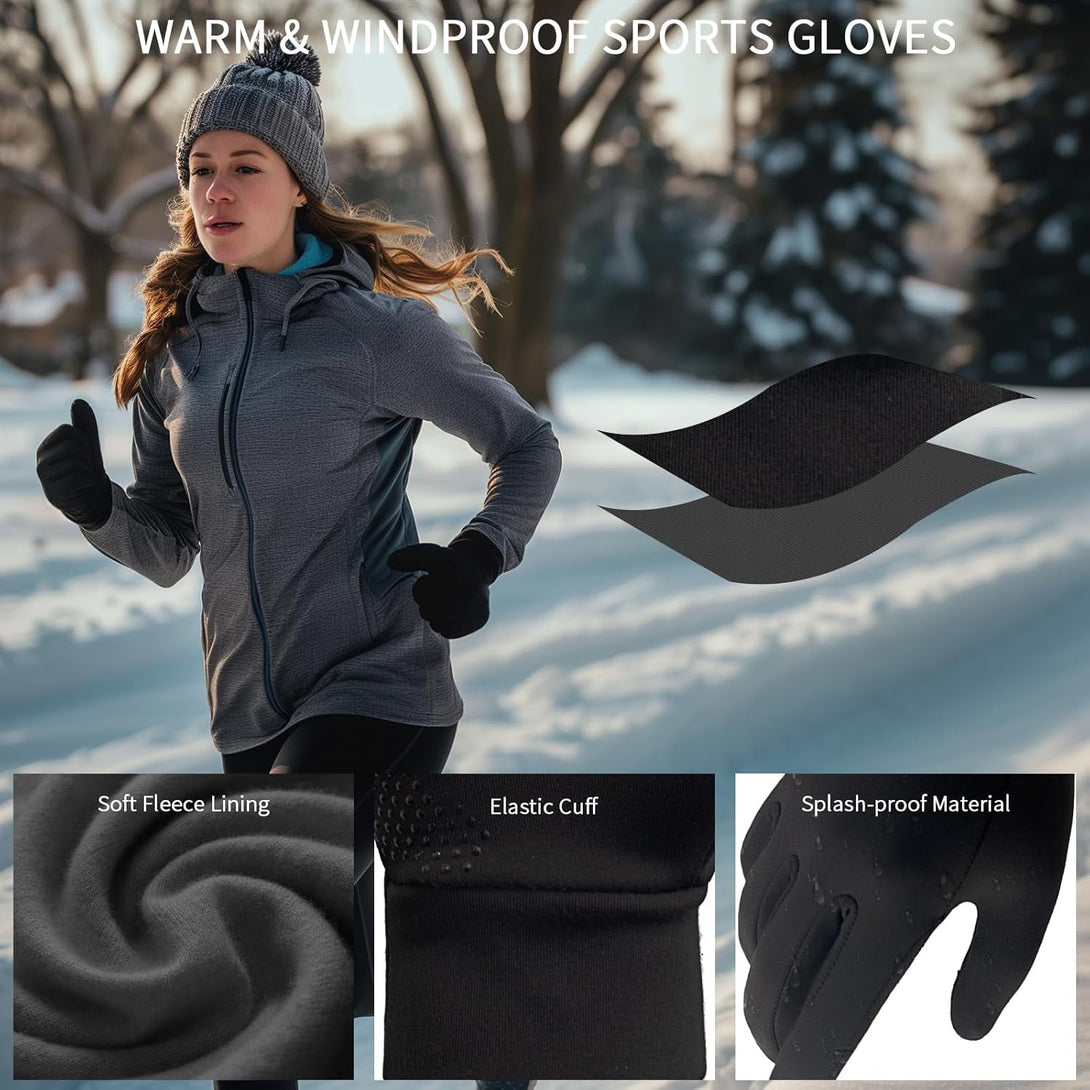 Warm Winter Gloves for Women Men Thermal Fleece Lining Anti-Slip Touch Screen Gloves for Winter Cold Weather Warm Hiking Running