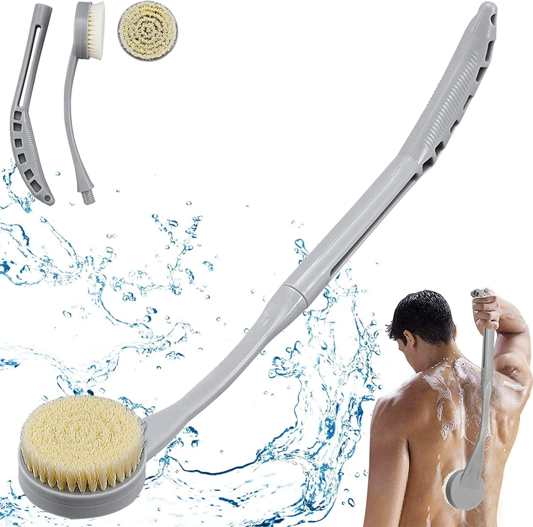 Back Brush Long Handle for Shower, 20.5” Back Bath Brush for Shower, Back Scrubber, Exfoliation and Improved Skin Health for Elderly with Limited Arm Movement, Disabled, Pregnant Women
