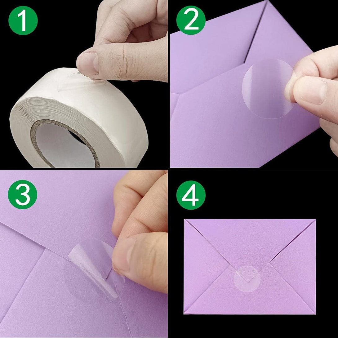 1000 Pcs per Roll Clear Package Seals Stickers Envelope Seals for Mailing round Circle Wafer Seal Labels Transparent Envelope Tab Sealer and Retail Package Self Adhesive Seal Label Sticker (1 Inch)