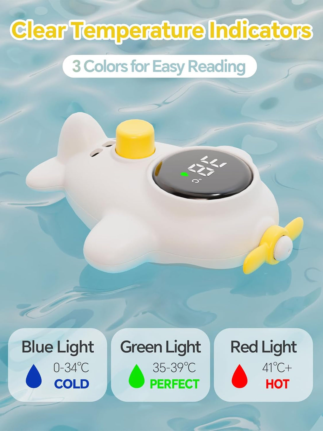 Baby Bath Thermometer with Fun Spraying Feature – a Floating Bath Toy with 3-Color Backlight for Infants (Celsius Display)