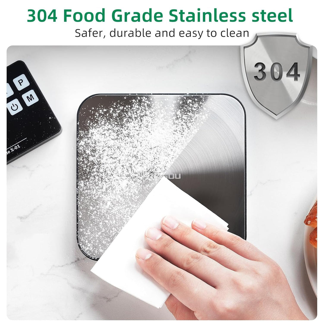 33Lb Wireless Kitchen Scale with Remote Display, 1G/0.1Oz Precise Graduation, Food-Grade 304 Stainless Steel, Magnetic, Digital Food Scale for Cooking, Postage, Shipping, Etc. Black