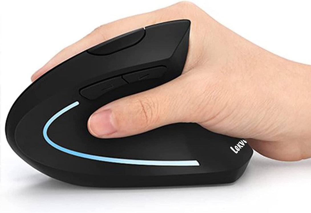 Lekvey Ergonomic Mouse, Vertical Wireless Mouse - Rechargeable 2.4Ghz Optical Vertical Mice : 3 Adjustable DPI 800/1200/1600 Levels 6 Buttons, for Laptop, PC, Computer, Desktop, Notebook Etc, Black