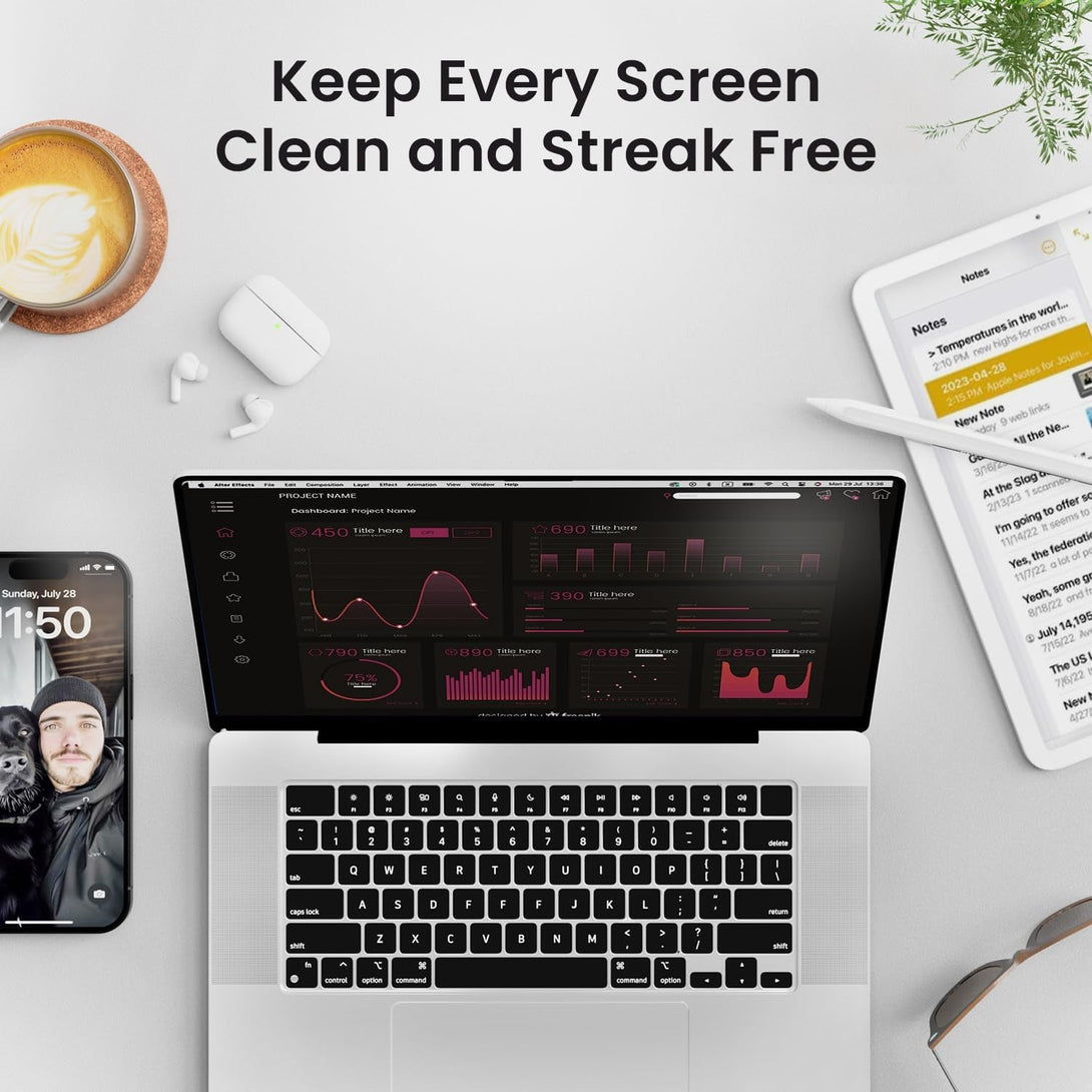 EVEO® Screen Cleaner Spray Kit (Streak-Free) TV Screen Cleaner for Smart TV, LCD, LED, OLED | Computer Screen Cleaner Spray and Wipe Microfiber Cloth for TV, Monitor, Laptop, Ipad, Car & More - 1 Pack