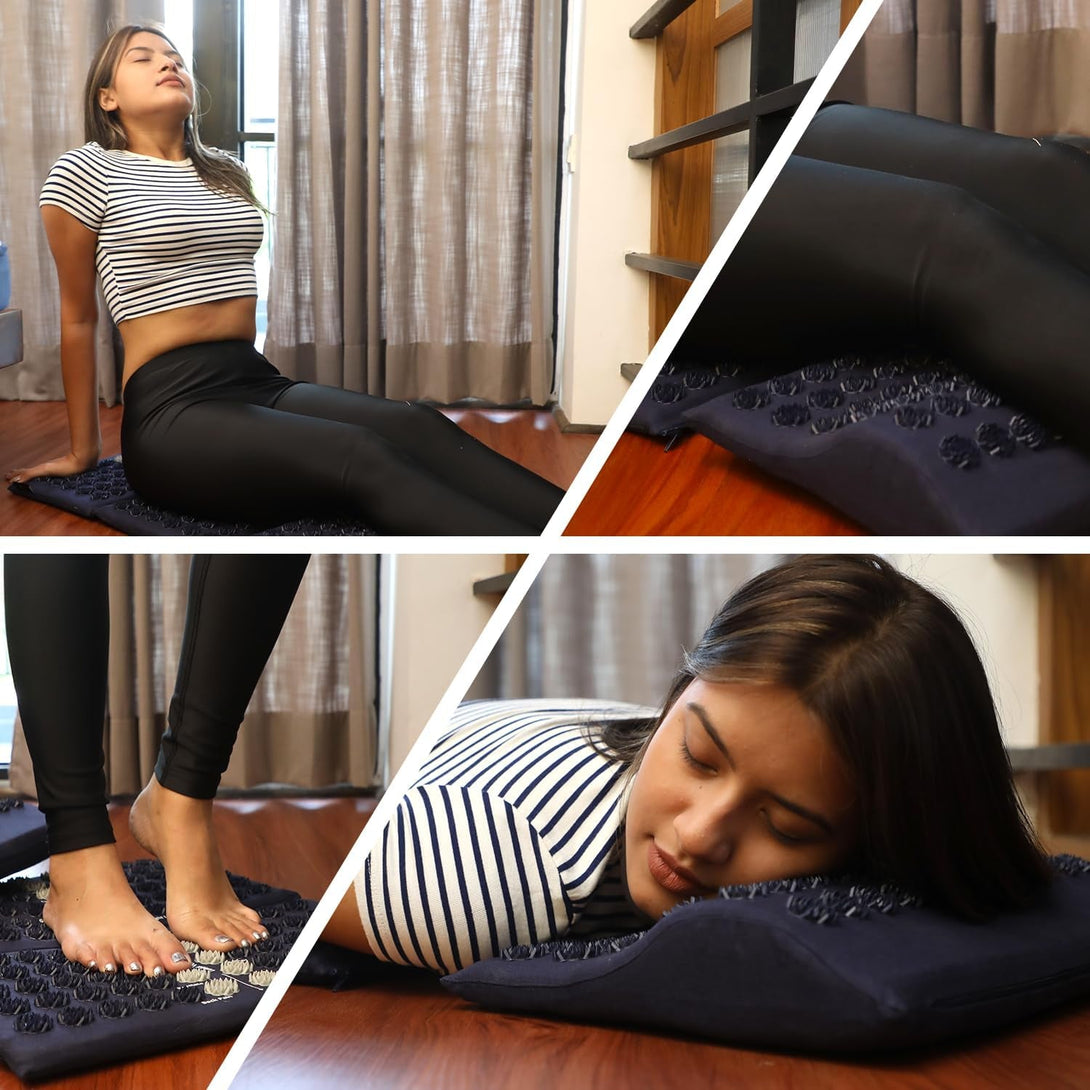 Acupressure Mat and Pillow Set for Full Body Relaxation | Back,Foot and Neck Pain Relief| No Needles | FSA/HSA Eligible | Relieves Stress and Tension | Improves Wellness Goals | Applicator Kuznetsova