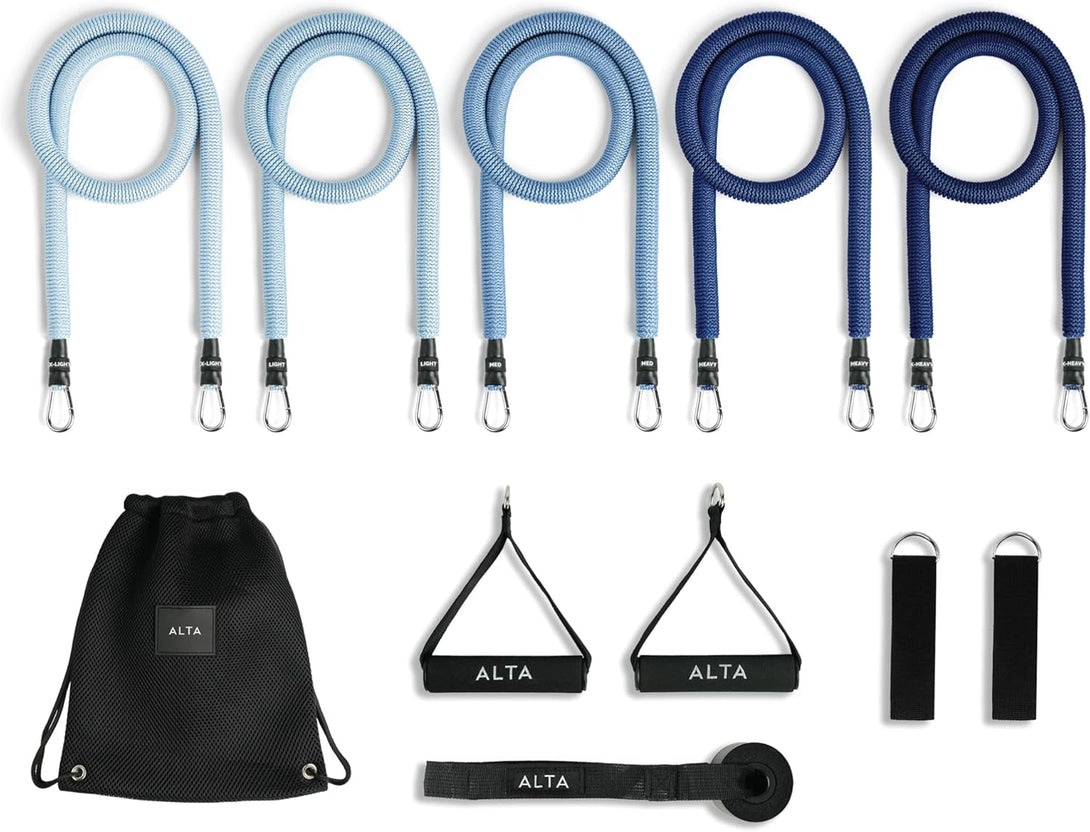 ALTA Resistance Tube Bands for Women - Full Kit Resistance Bands for Working Out with Handles, Ankle Straps, Door Anchor – Home Workout Bands for Physical Therapy, Pilates Long Exercise Bands Set