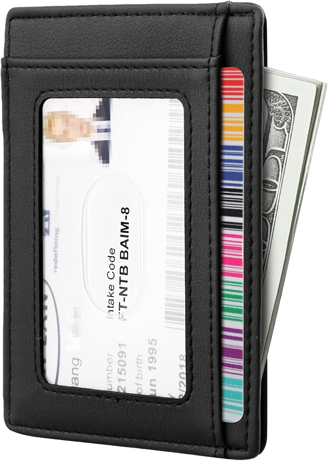 Travelambo Front Pocket Minimalist Leather Slim Wallet RFID Blocking Medium Size