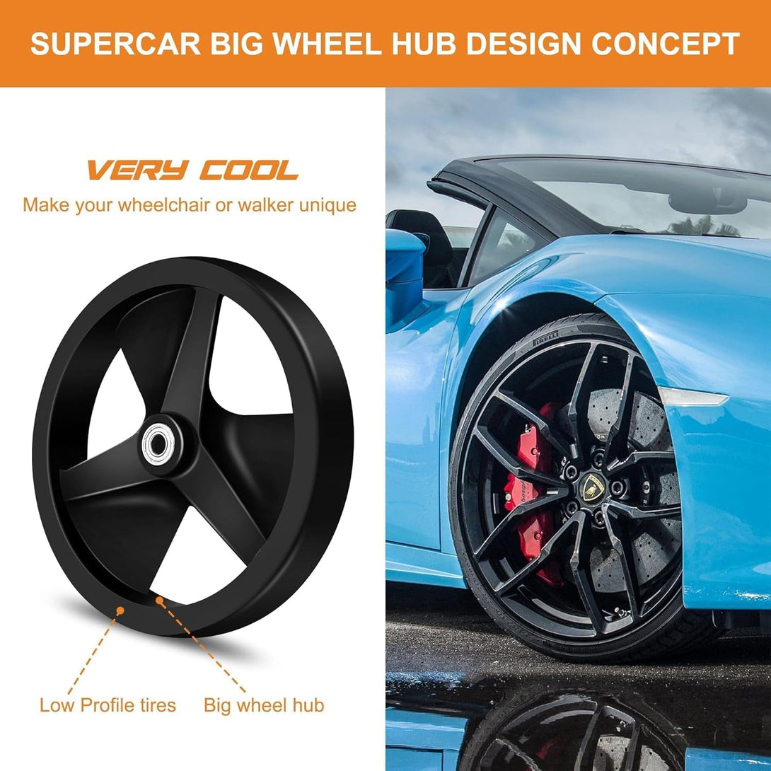 2Pcs 8 Inch Replacement Wheelchair Wheels for Walkers - Environmentally Friendly Rubber Material, Wear-Resistant PU Tires, Anti-Slip, and Durable ABS Wheel Hub (8IN Walkers)