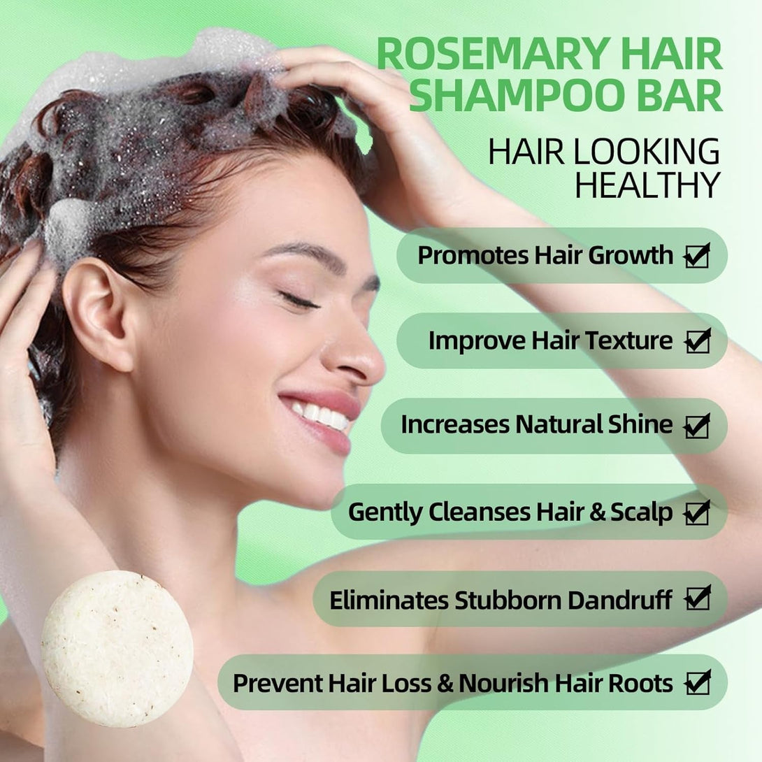 2 Pack Rosemary Hair Shampoo Bar,Deep Cleansing for Scalp Hair Loss Shampoo Soap,Organic Hair Oil Control,Solid Shampoo for Hair Growth, Refreshing and Hydrating Soap for Mothers Day Gifts