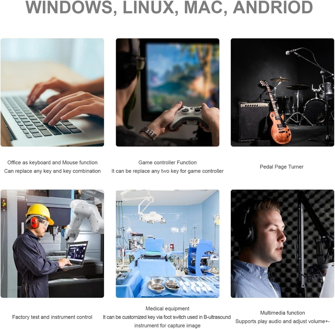 Ikkegol Upgraded 2023 Digital Optical USB Foot Pedal, USB Single Foot Switch Game Control, One Key Programmable Footswitch Mouse Keyboard for Video Game Push to Talk, Transcription HID (Single Pedal)