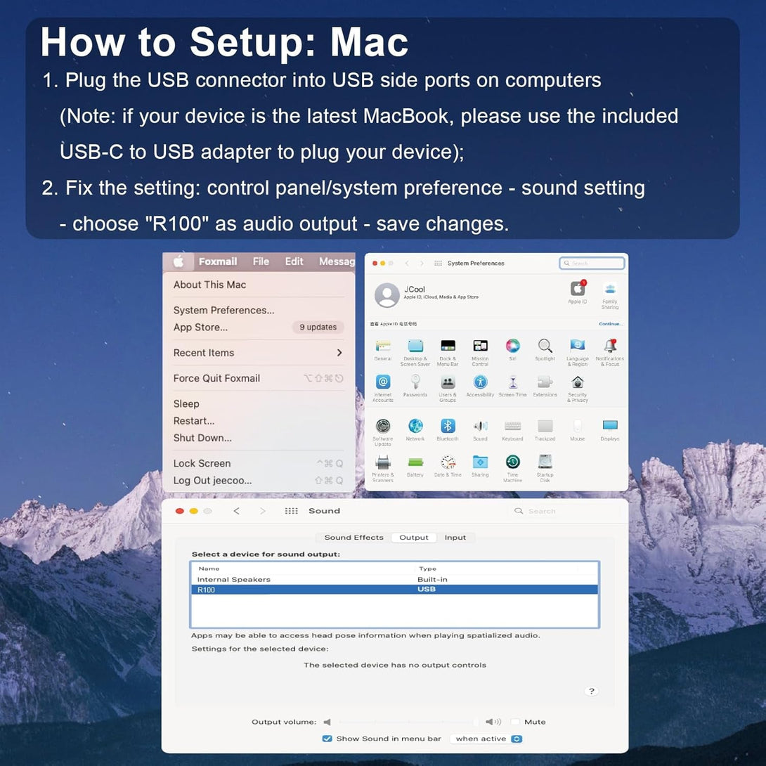 SOULION R100 Bluetooth Computer Speakers with Dynamic LED Light, USB Plug & Play PC Speakers with Switch Button, Clearly Sound Soundbar for Desktop Laptop Monitor(Usb-C to USB Adapter Included)