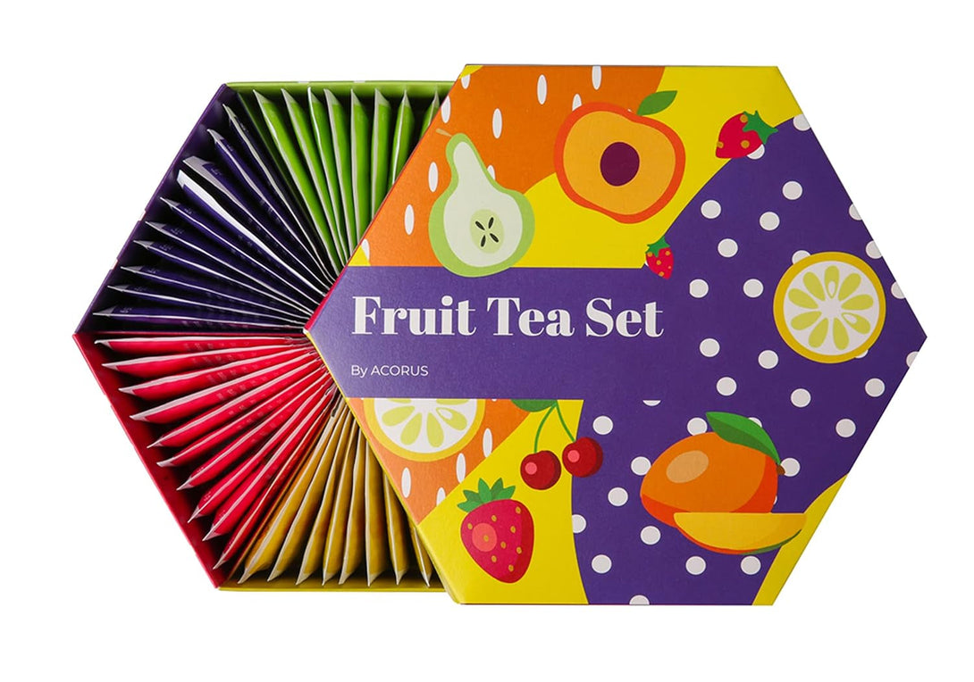 ACORUS Fruit Luxury Tea Set | Gift for Mother'S Day | Assorted Fruit and Herbal Teas Box | Tea Gift Sets | Large Variety Pack | Sampler 6 Flavors | 60 Tea Bags